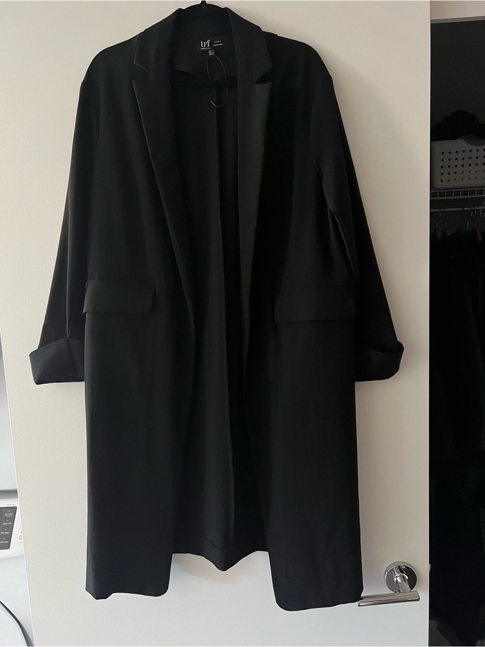 Zara Black Longline Open Blazer Coat